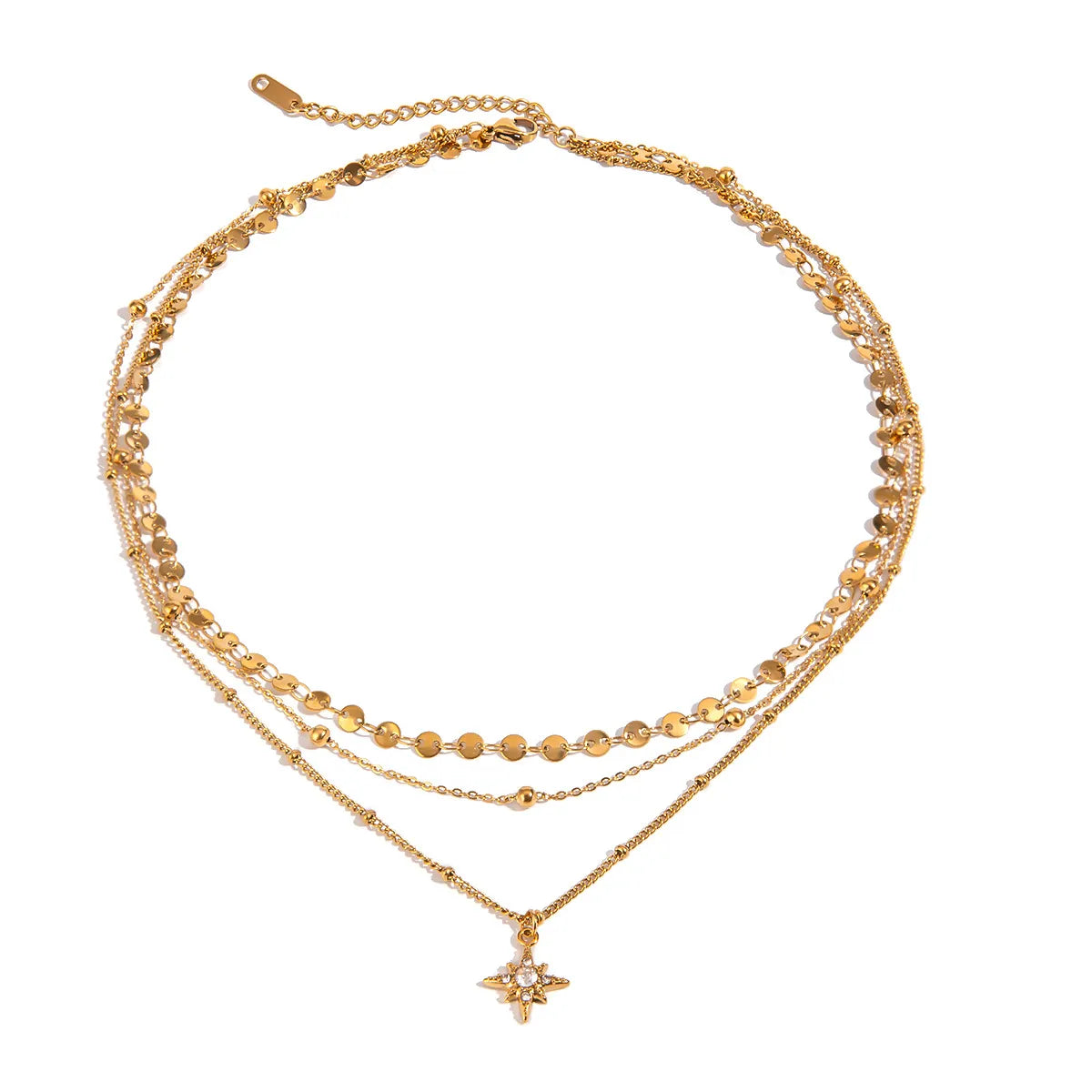 18K Gold-Plated Layered Star Pendant Necklace Easy Apparels