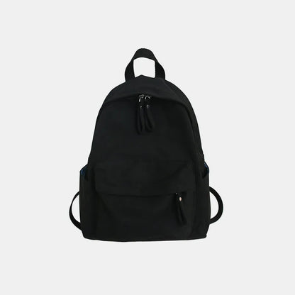 Zip Cotton Backpack Bag Black One Size Easy Apparels