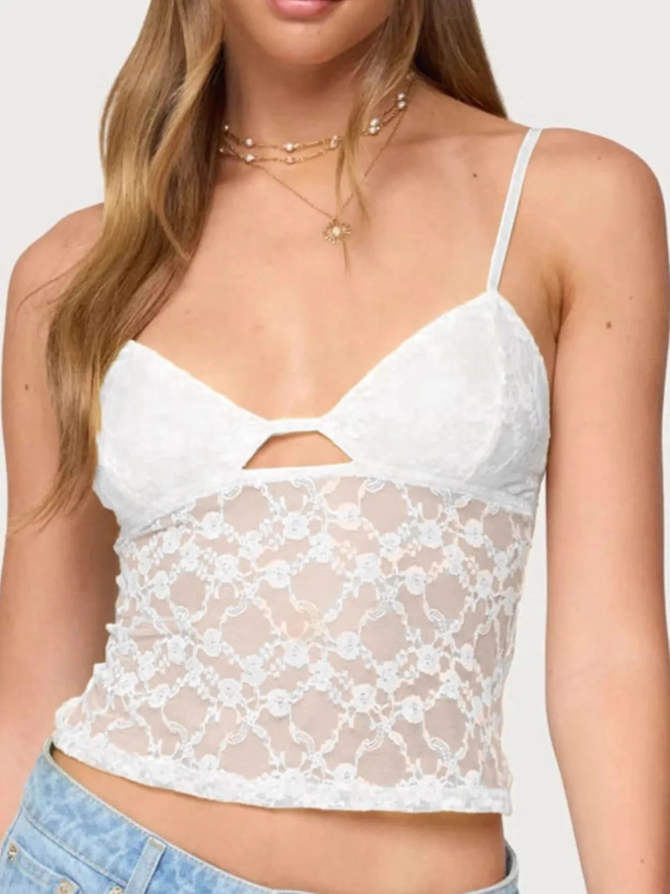 Trendsi Adjustable Strap Lace Cami