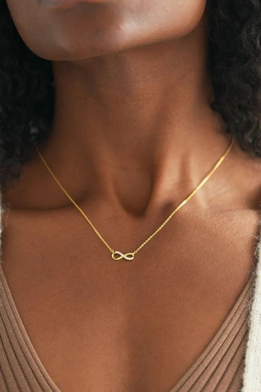 925 Sterling Silver Inland Zircon Infinite Necklace Gold One Size Easy Apparels