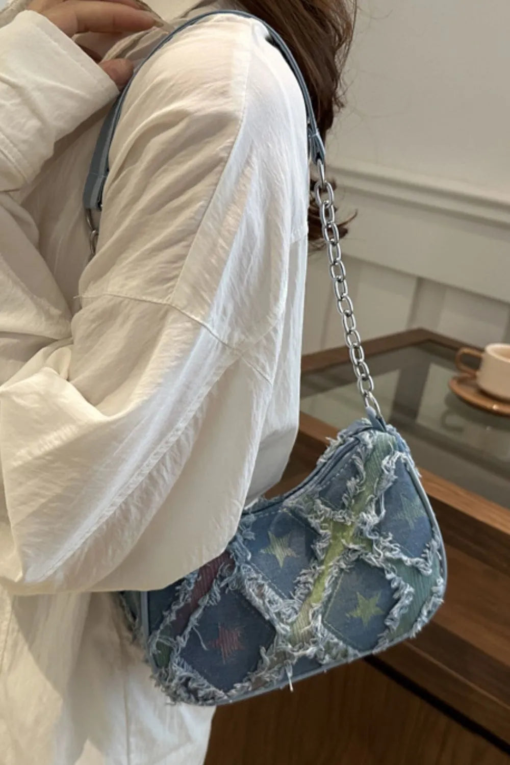 Fringe Star Print Shoulder Bag Easy Apparels