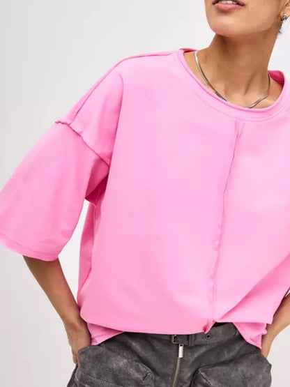 Trendsi Round Neck Half Sleeve T-Shirt