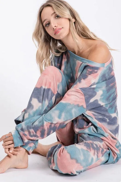BiBi Tie Dye French Terry Casual Pants Easy Apparels