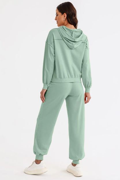 Cutout Drawstring Hoodie and Joggers Active Set Easy Apparels