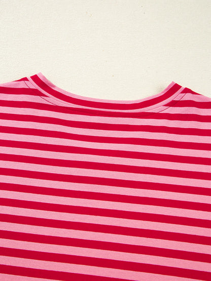 Trendsi Striped Drop Shoulder V Neck Top