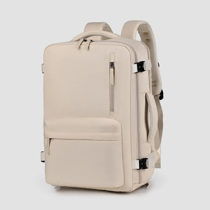 Oxford Cloth Side Pockets Backpack Bag with Handles Beige One Size Easy Apparels