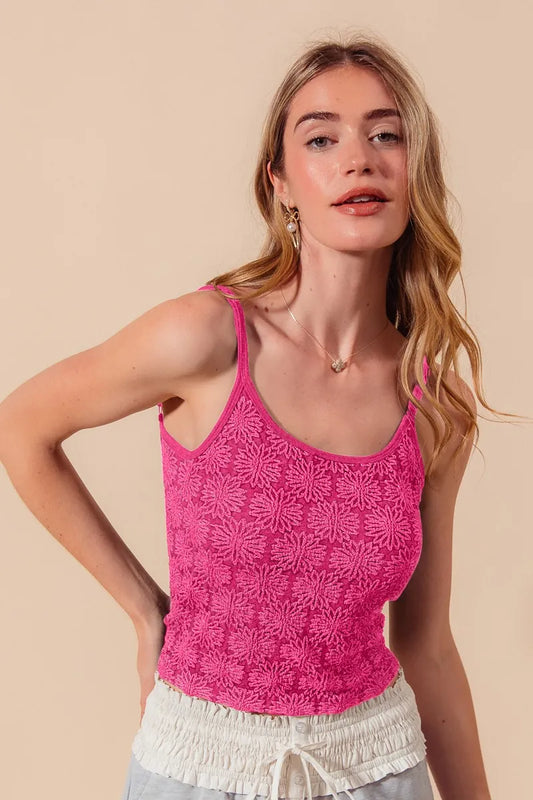 Trendsi SO ME Two Tone Floral Seamless Tank Top FUCHSIA