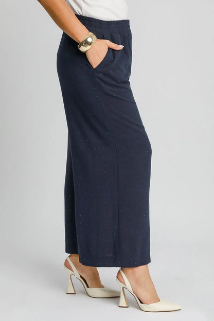 Umgee Full Size High Waisted Embellished Linen Pants Plus Size Easy Apparels