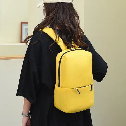 Solid Color Nylon Backpack Bag Yellow One Size Easy Apparels