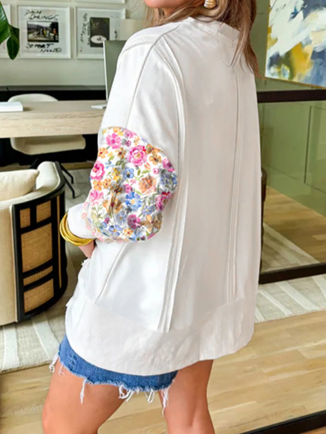Trendsi Floral Print Long Sleeve Sweatshirt