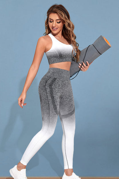 Gradient Sports Tank and Leggings Set Heather Gray Easy Apparels