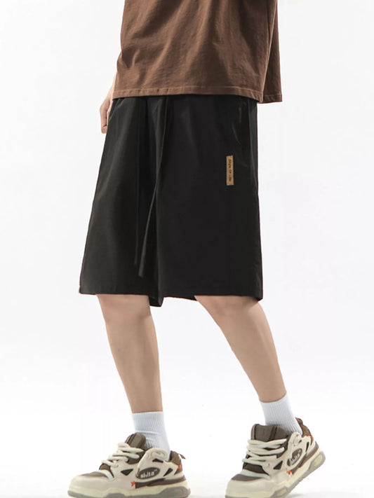 Men's Full Size Drawstring Casual Loose-Fit Pants Plus Size Black Easy Apparels