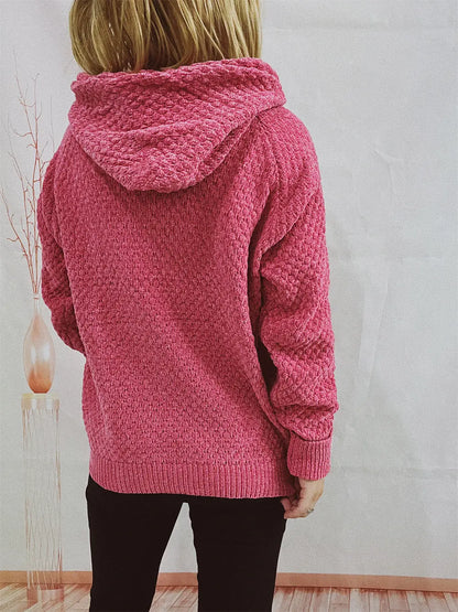 Drawstring Long Sleeve Hooded Sweater Easy Apparels