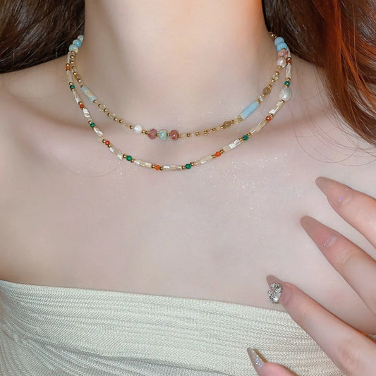 Alloy Pearl Beaded Necklace Multicolor One Size Easy Apparels