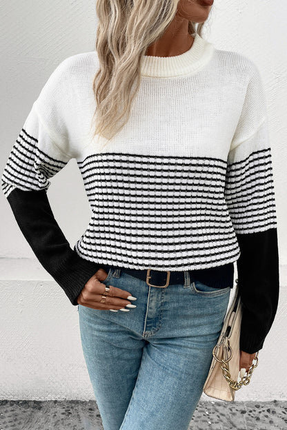 Perfee Striped Drop Shoulder Sweater Easy Apparels