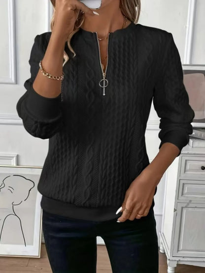 Trendsi Quarter-Zip Long Sleeve Sweatshirt