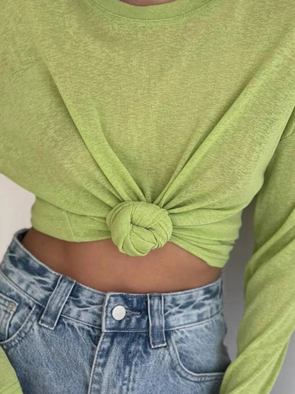 Trendsi Knotted Long Sleeve T-Shirt
