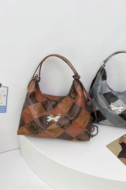 PU Leather Color Block Shoulder Bag Easy Apparels