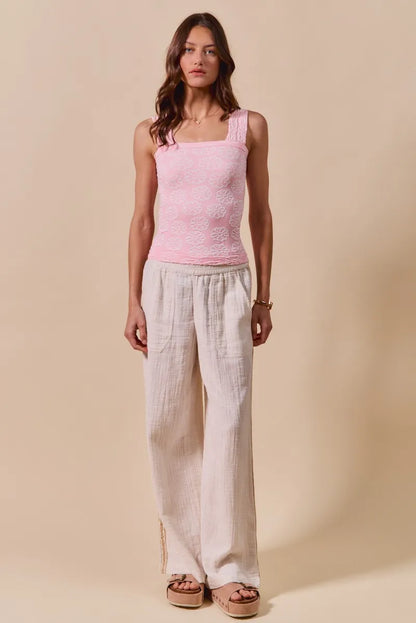 Trendsi SO ME Two Tone Floral Seamless Tank Top