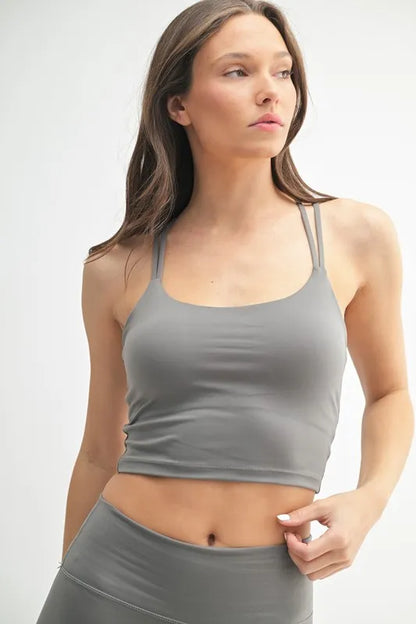 MONO B Venice Cloud Light Crisscross Sports Bra NEW PEWTER Easy Apparels