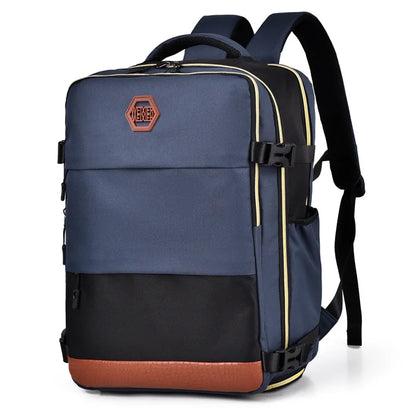 Color Block Multi-Pockets Backpack Bag Dusty Blue One Size Easy Apparels