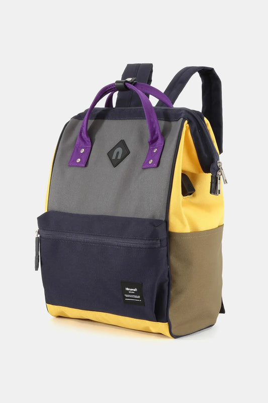 Himawari Contrast Waterproof Backpack Bag with External USB Port Charcoal Navy One Size Easy Apparels