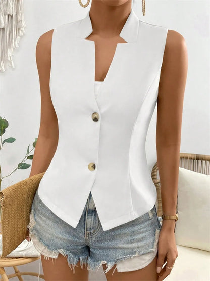 Button Down Vest Coat White Easy Apparels