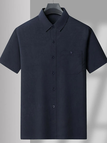 Men's Plus Size Button Up Short Sleeve Shirt and Pants Set Easy Apparels