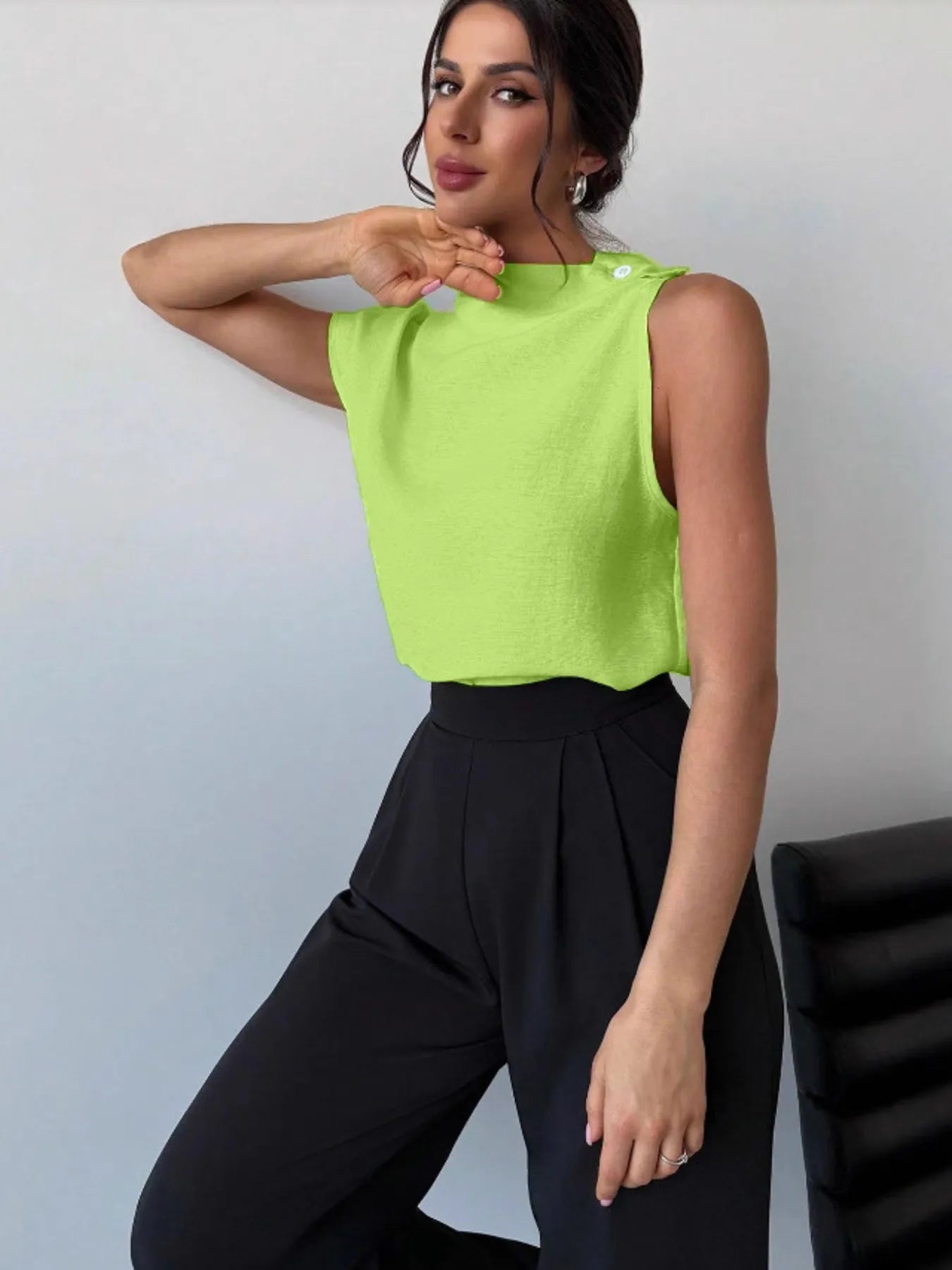 Trendsi Mock Neck Solid Color Tank