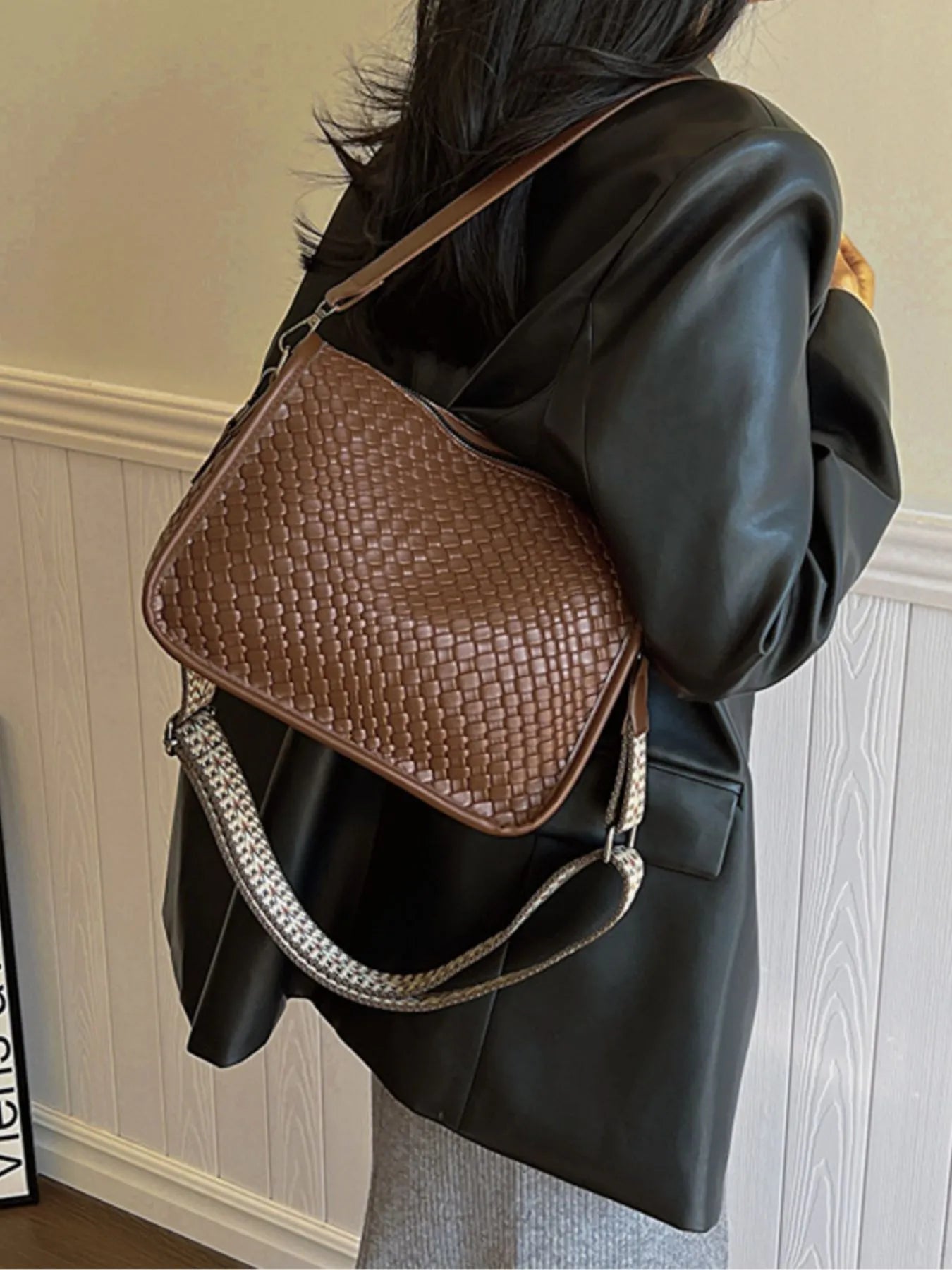 Textured Leather Shoulder Bag Easy Apparels