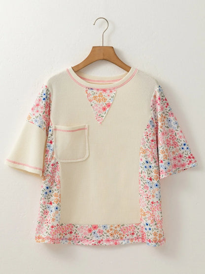 Trendsi Floral Round Neck Relaxed Fit T-Shirt