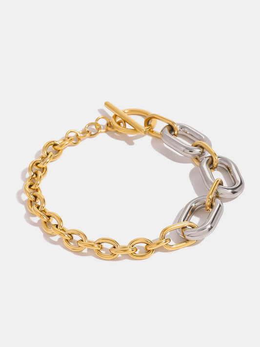 18K Gold-Plated Stainless Steel Chain Bracelet Gold One Size Easy Apparels