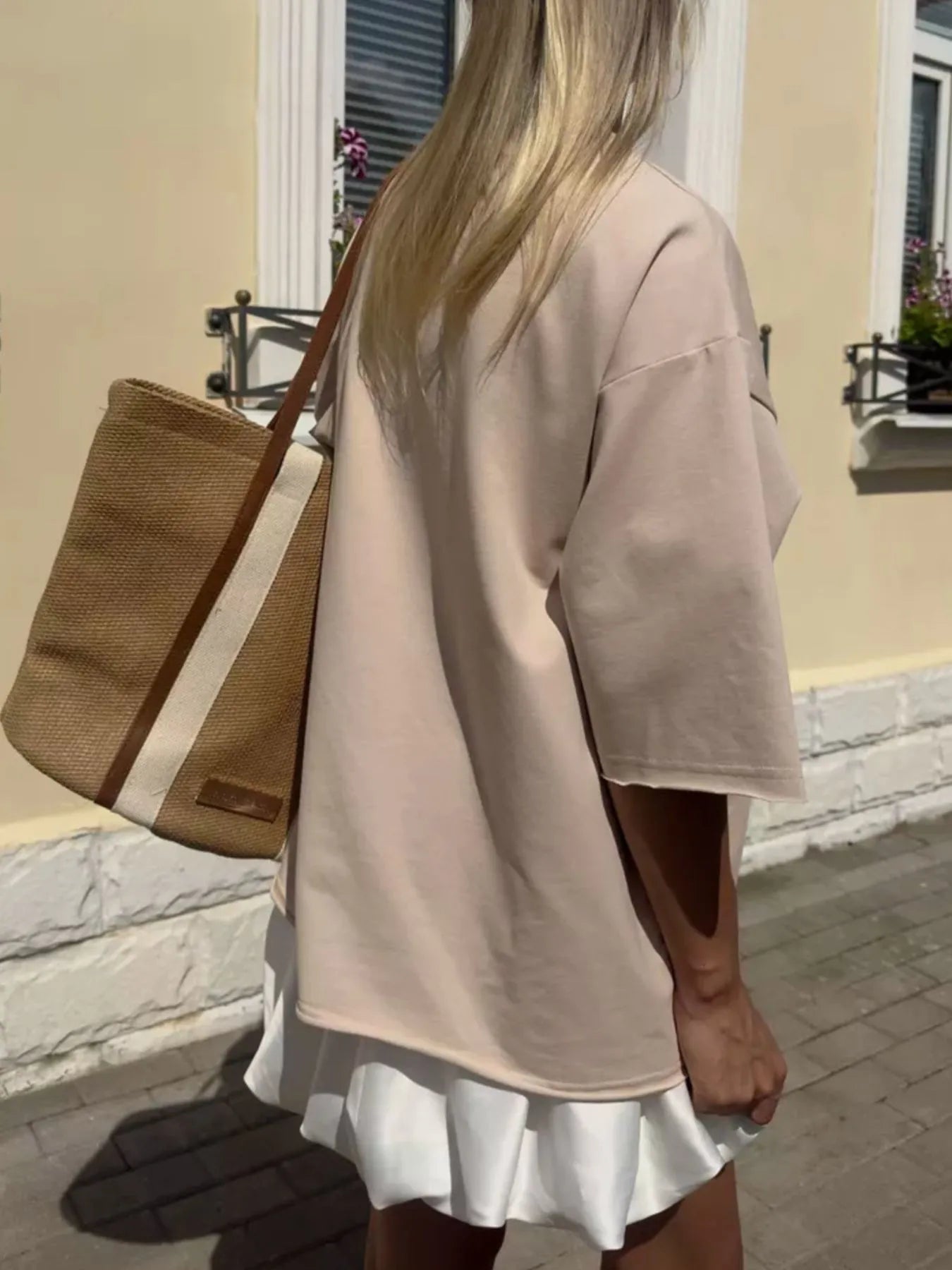 Trendsi Round Neck Half Sleeve Oversized T-Shirt