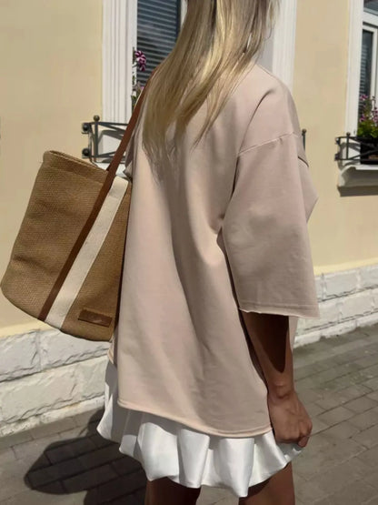 Trendsi Round Neck Half Sleeve Oversized T-Shirt