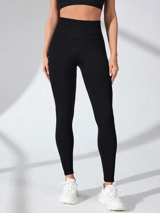 High Waist Active Leggings Black Easy Apparels