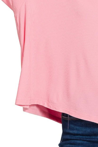 Trendsi Zenana Oversized Ribbed Round Neck Short Sleeve Tee