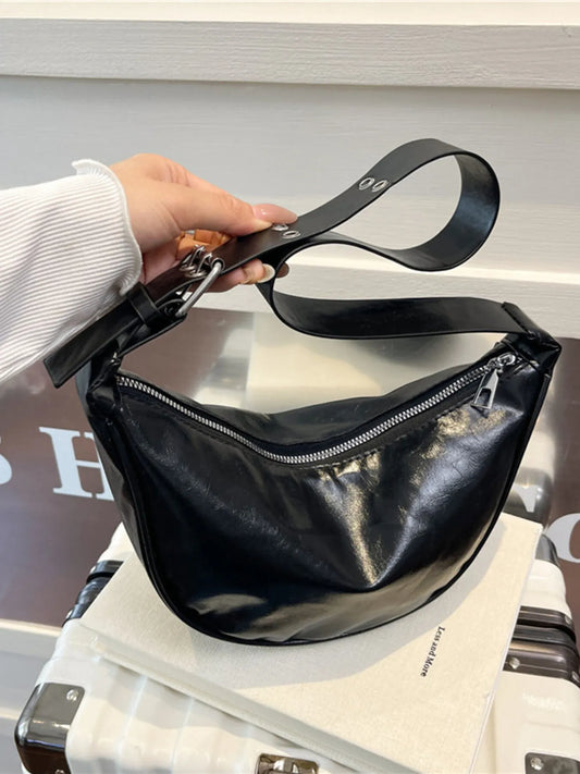 Adjustable Strap Shoulder Bag Black One Size Easy Apparels