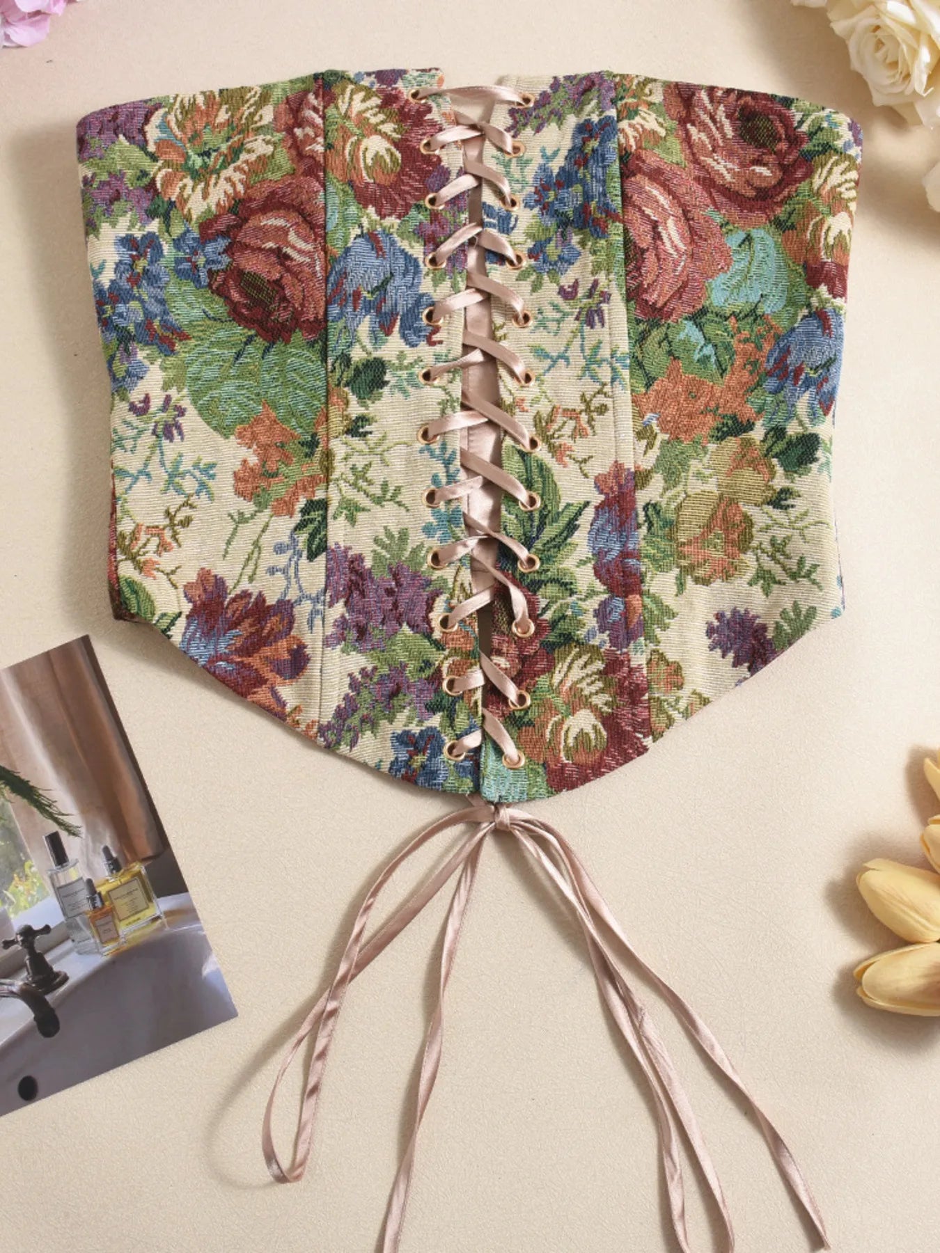 Trendsi Floral Print Lace Up Tube Top