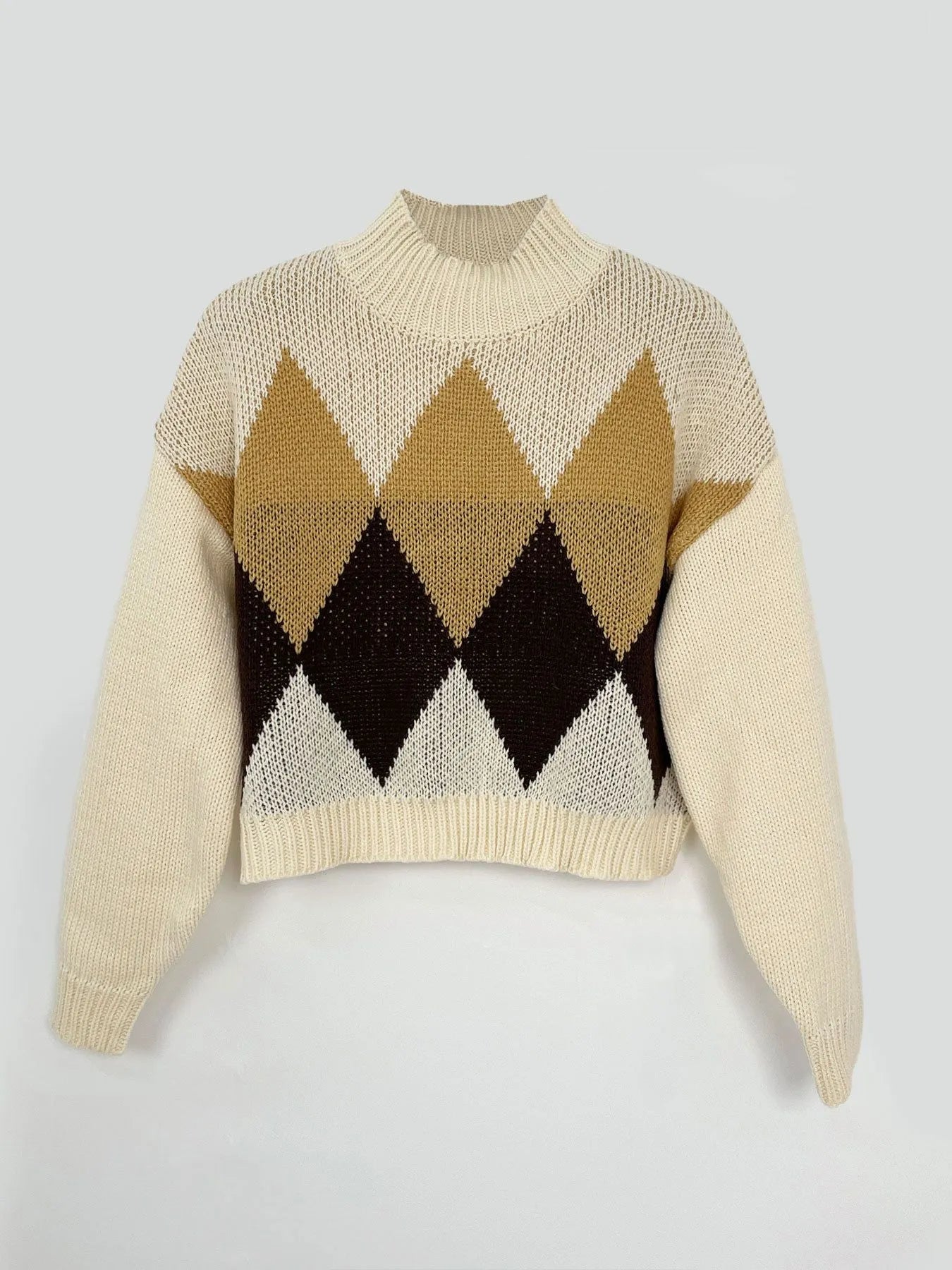 Trendsi Diamond Pattern Turtleneck Sweater