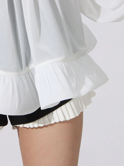Trendsi Ruffled Hem Long Sleeve Blouse