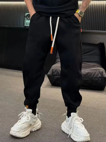 Men's Plus Size Casual Drawstring Joggers Black Easy Apparels