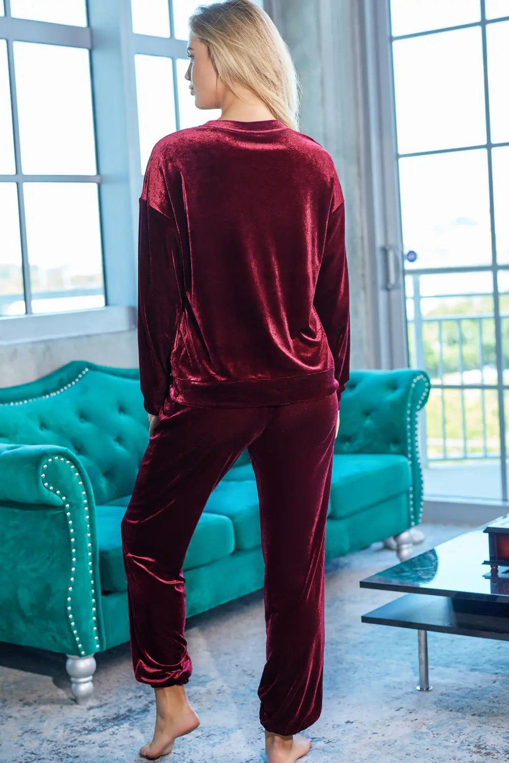 Long Sleeve Top and Pants Lounge Set Easy Apparels