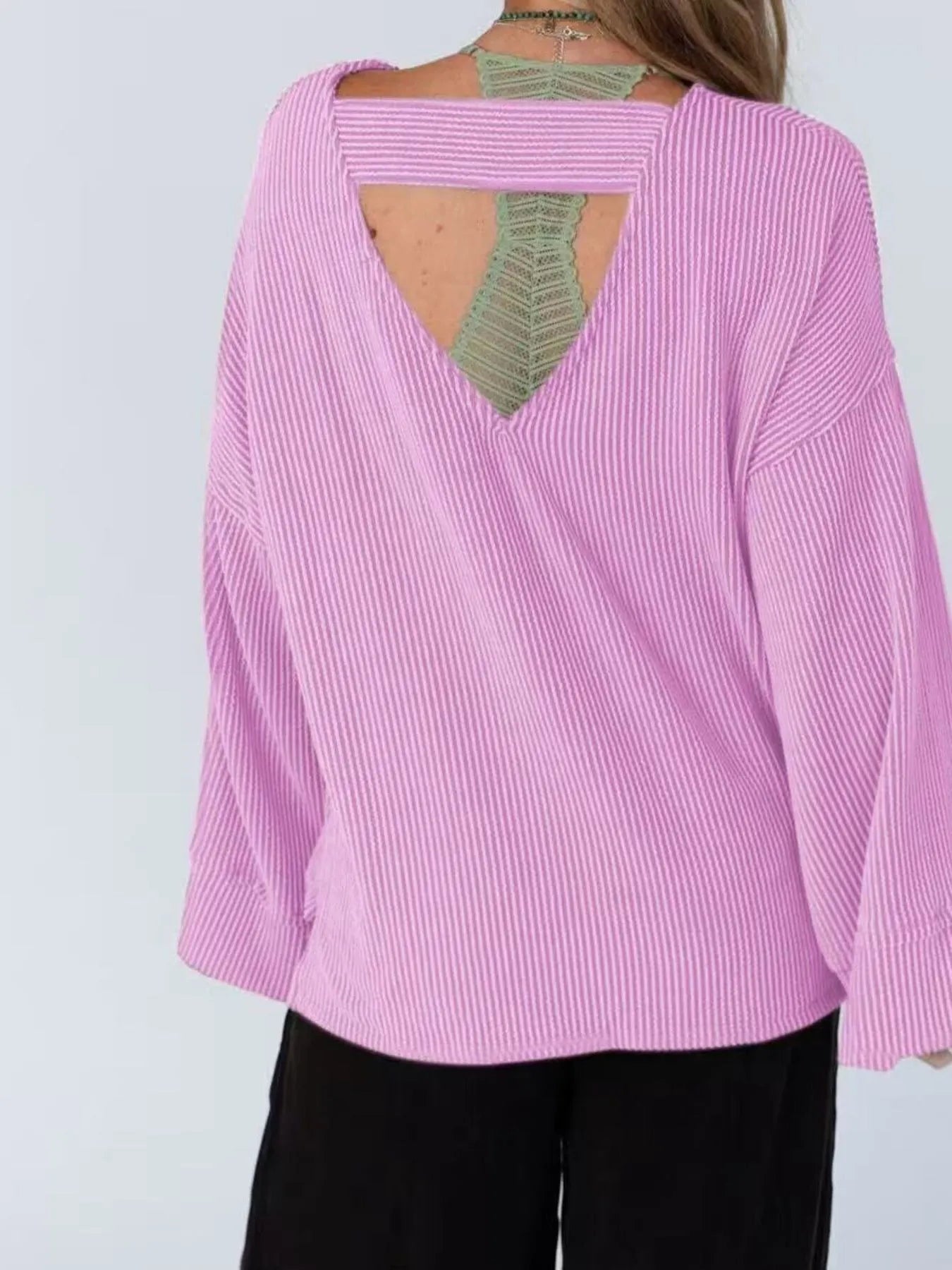 Trendsi Cutout Back Long Sleeve T-Shirt