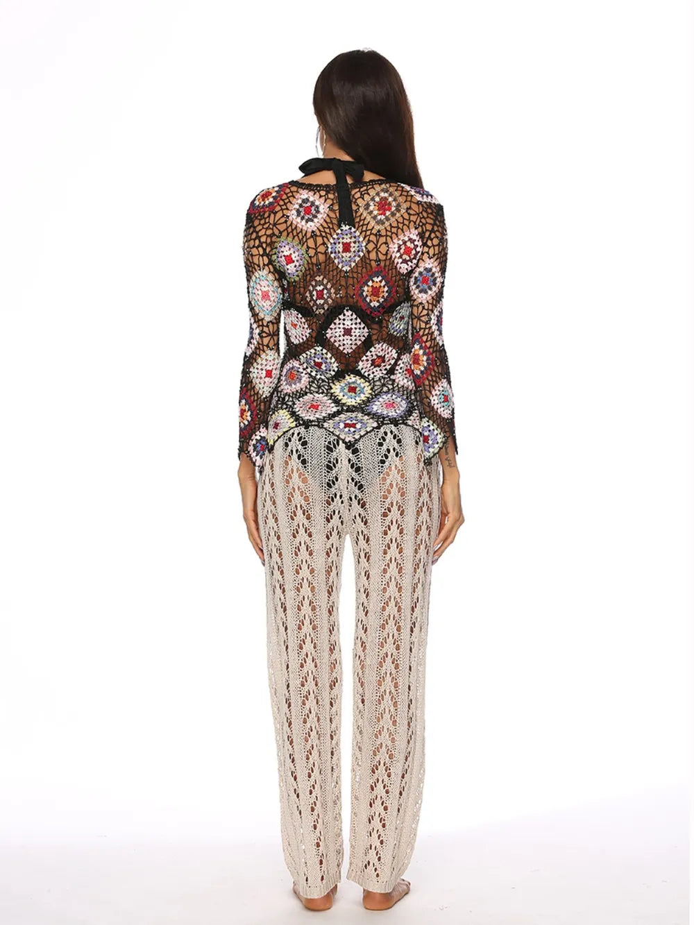 Cutout Drawstring High Waist Swim Pants Easy Apparels