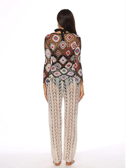 Cutout Drawstring High Waist Swim Pants Easy Apparels