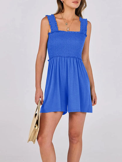 Smocked Square Neck Summer Romper Easy Apparels