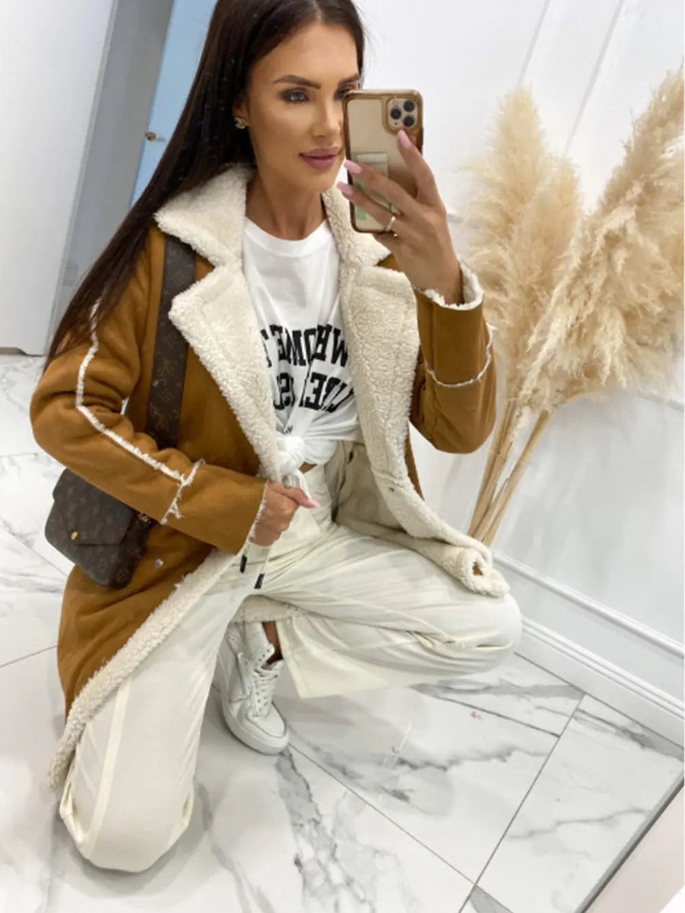 Lapel Collar Exposed Seam Buttoned Coat Easy Apparels