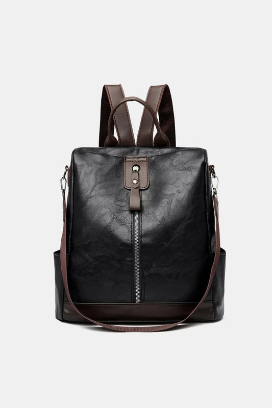 PU Leather Large Backpack Bag Black One Size Easy Apparels