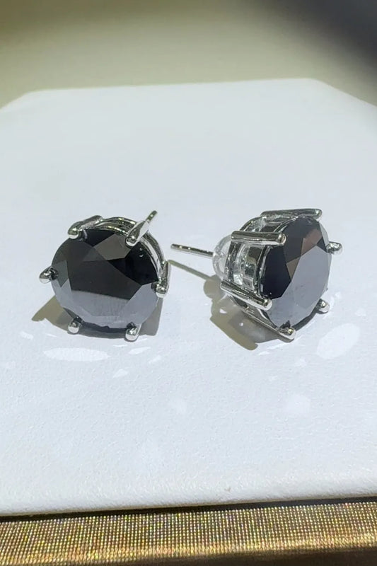 4 Carat Moissanite 925 Sterling Silver Stud Earrings Black One Size Easy Apparels
