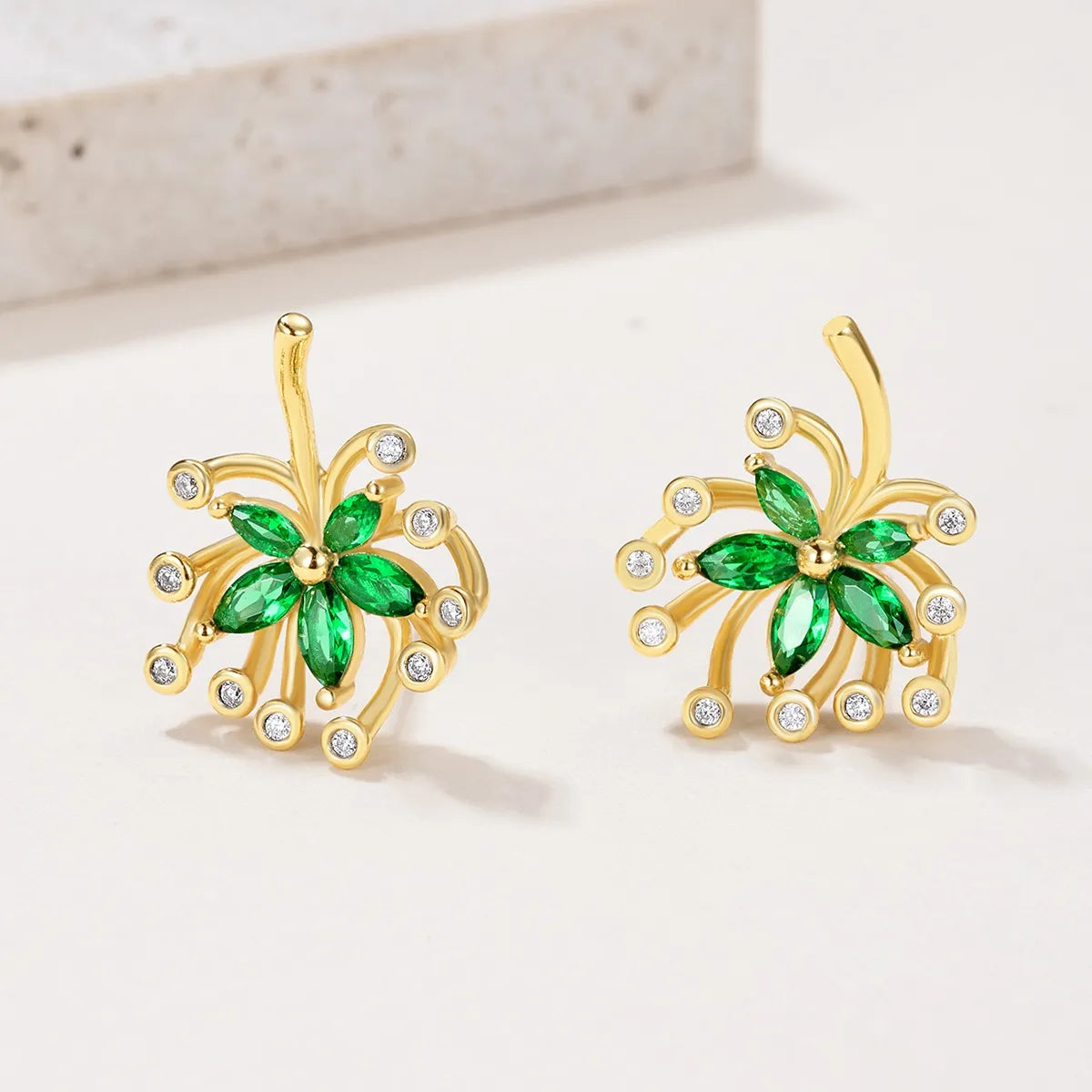 925 Sterling Silver Moissanite Stud Earrings Gold One Size Easy Apparels